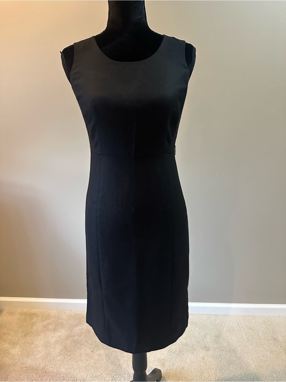 Brooks Brothers Black Sleeveless Sheath Midi Dress